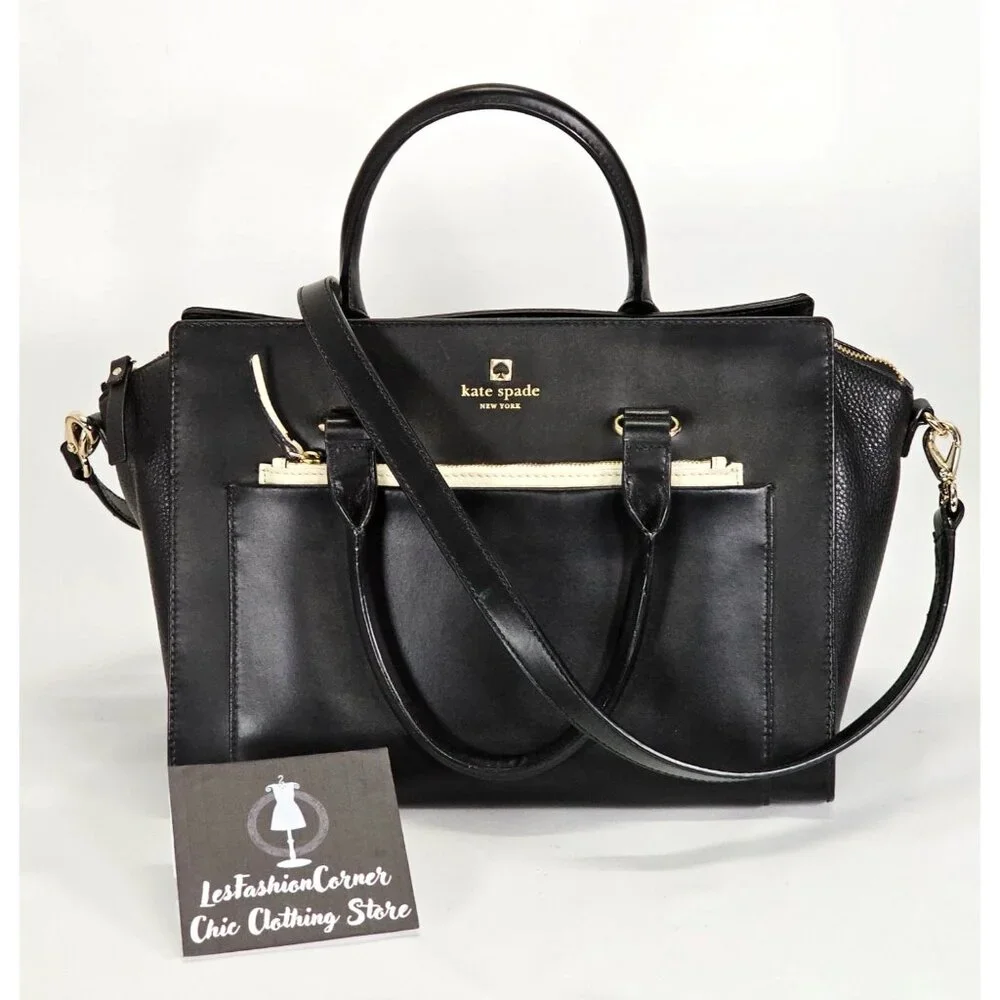 Kate Spade Women's Black Leather Mini Bernadine Hadley Street Satchel Handbag